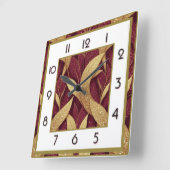 Art Deco Rot Quadratische Wanduhr (Winkel)