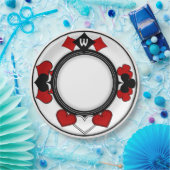 Art Deco Rot und Black Card Anzug Mit Monogramm Pappteller (Party)