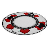 Art Deco Rot und Black Card Anzug Mit Monogramm Schneidebrett (Ecke)