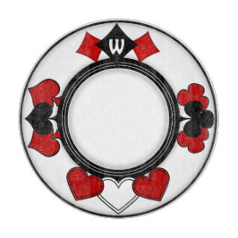 Art Deco Rot und Black Card Anzug Mit Monogramm Schneidebrett