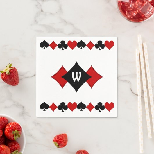 Art Deco Rot und Black Card Anzug - Mit Monogramm Serviette (Beispiel)