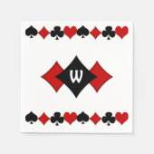 Art Deco Rot und Black Card Anzug - Mit Monogramm Serviette (Vorderseite)