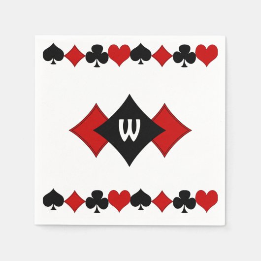 Art Deco Rot und Black Card Anzug - Mit Monogramm Serviette (Vorderseite)