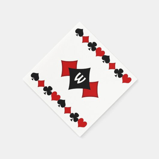 Art Deco Rot und Black Card Anzug - Mit Monogramm Serviette (Ecke)