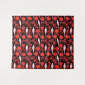 ART DECO ROTE BLUME, WEISSE PARROTEN WANDTEPPICH (Vorderseite (Horizontal))