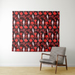 ART DECO ROTE BLUME, WEISSE PARROTEN WANDTEPPICH<br><div class="desc">Elegante,  lebendige und klassische französische Art-Déco-Blumenbild mit weißen Papageien und Blume.</div>