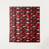 ART DECO ROTE BLUME, WEISSE PARROTEN WANDTEPPICH (Vorderseite)