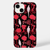 ART DECO ROTE BLUME, WEISSE TEILE AUF SCHWARZ Case-Mate iPhone HÜLLE (Rückseite)