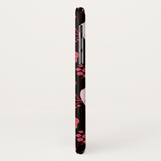 ART DECO ROTE BLUME, WEISSE TEILE AUF SCHWARZ Case-Mate iPhone HÜLLE (Hinten/Links)