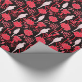 ART DECO ROTE BLUME, WEISSE TEILE AUF SCHWARZ GESCHENKPAPIER (Ecke)