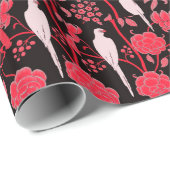 ART DECO ROTE BLUME, WEISSE TEILE AUF SCHWARZ GESCHENKPAPIER (Rolleneckpunkt)