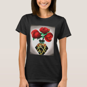 Art Deco Rote Rosen in Vase Abstrakt Art Pullover 