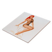 Art Deco Rotschopf Pin-Up Fliese (Seite)