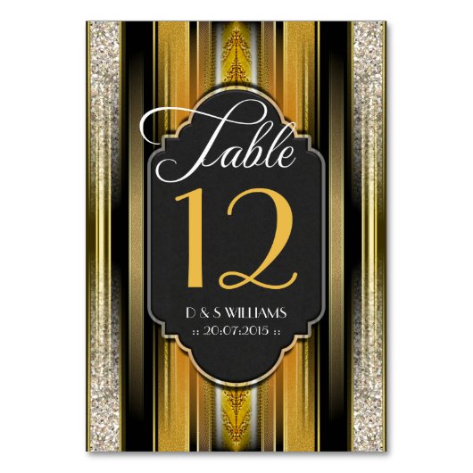Art Deco Royal Gold Wedding Tischnummer Cards (Rückseite)