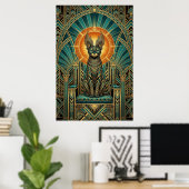 Art Deco Royal Halo Katzenwandkunst Poster (Heimbüro)