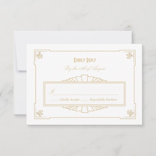 Art Deco RSVP Card Karte (Vorderseite)
