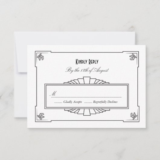 Art Deco RSVP Card Karte (Vorderseite)