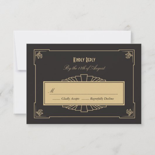 Art Deco RSVP Card Karte (Vorderseite)