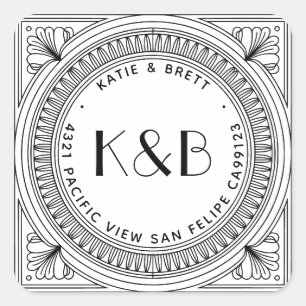 Art Deco Rücksende-Adressen-Etiketten - Individuel Quadratischer Aufkleber