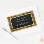 Art Deco Runden Schwarz-Gold-Foil-Buchzeichen Rechteckiger Aufkleber (Umschlag)
