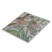 Art Deco Running Rabbit Designer Tile Trivet Green Fliese (Seite)