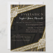 Art Deco Rustic Goldene Romantik Verlobung Einladung (Rückseite)
