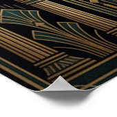 Art Deco Sacred Lotus Celestial Compass Poster (Ecke)