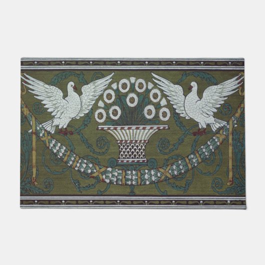 Art Deco Sage Green Doves von Walter Crane Fußmatte (Vorderseite)
