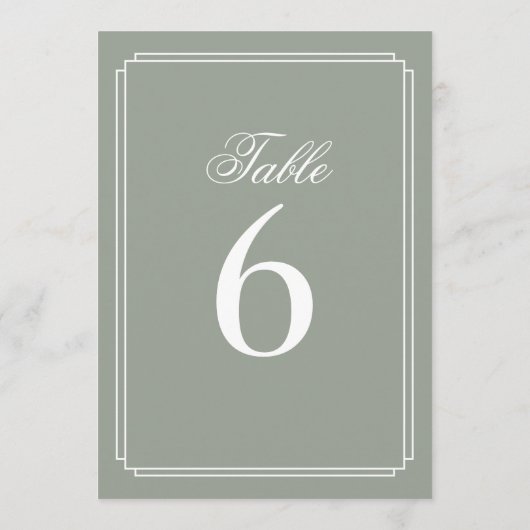 Art Deco Sage Green Tischnummer (Rückseite)