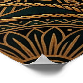 Art Deco Saguaro Cactus Sunburst Desert Gold Teal Poster (Ecke)