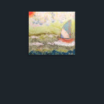 Art Deco Sailboat Leinwanddruck<br><div class="desc">Ein prächtiges Segelboot ist dieses "Art Deko" Design, das in gemischten Medien mit Portionen als Ergebnis einer Gelli Plate Pull erstellt wurde, und handgemalt, in denen das hoppige Meer in verschiedenen Farben dargestellt wird, zusammen mit dem Hintergrundhimmel, der mit analogen Farben dekoriert ist, was dieses Kunstwerk zu einem netten Gesprächsstück...</div>