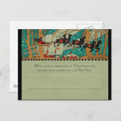 Art Deco Santa in Sky Feiertagspostkarte (Vorne/Hinten)