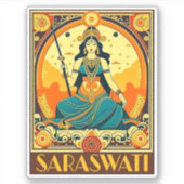 Art Deco Saraswati Aufkleber (Vorderseite)