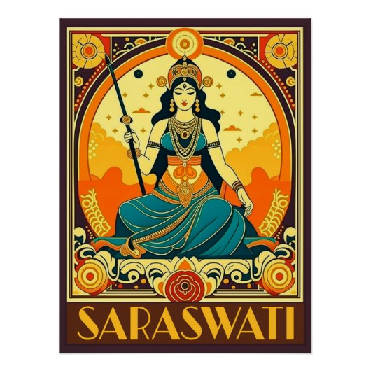 Art Deco Saraswati Poster (Vorderseite)