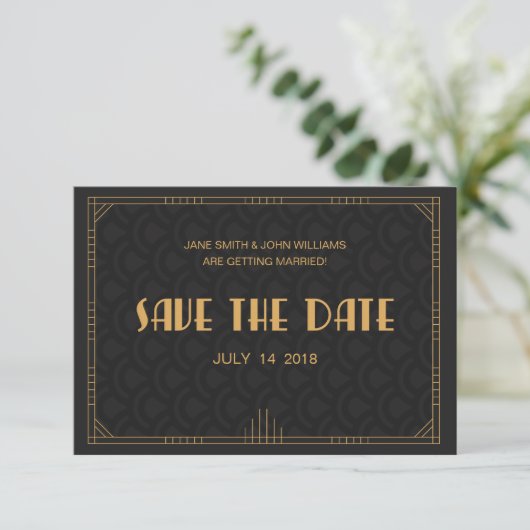 Art Deco Save the Date (Stehend Vorderseite)