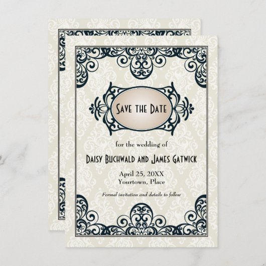 Art Deco Save the Date (Vorne/Hinten)