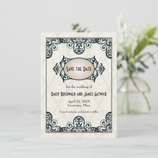 Art Deco Save the Date (Stehend Vorderseite)