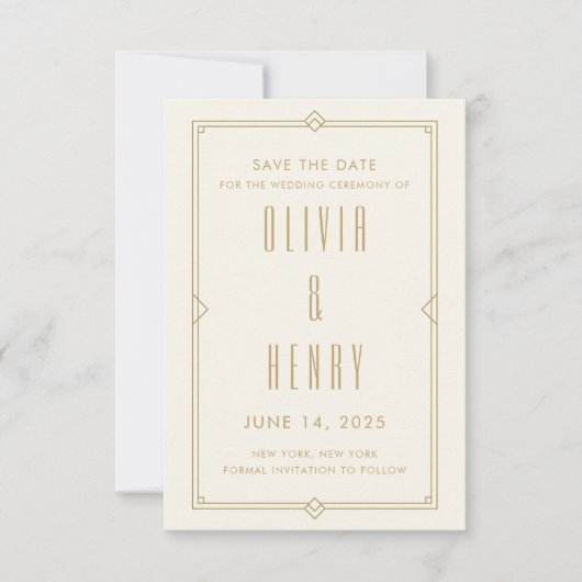 Art Deco Save the Date Card (Vorderseite)