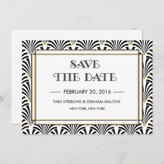 Art Deco Save the Date Einladung (Vorne/Hinten)