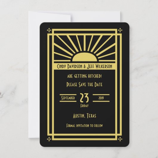 Art Deco Save-the-Date-Einladung Einladung (Vorderseite)