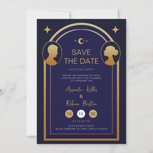 Art Deco Save the Date Einladung Hochzeit (Vorderseite)
