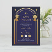 Art Deco Save the Date Einladung Hochzeit (Stehend Vorderseite)