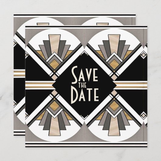 Art Deco Save the Date Flachkarte (Vorne/Hinten)