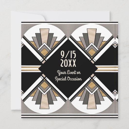 Art Deco Save the Date Flachkarte (Rückseite)