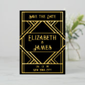 Art Deco Save the Date Folieneinladung (Stehend vorne)