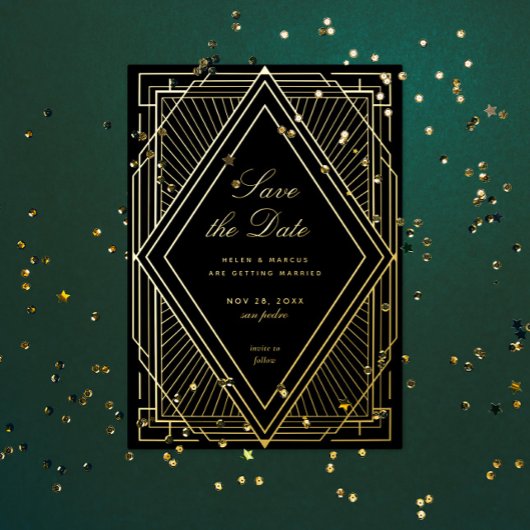 Art Deco Save the Date Folieneinladung