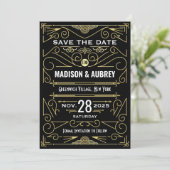 Art Deco Save the Date Hochzeit Elegante Highlight Einladung (Stehend Vorderseite)