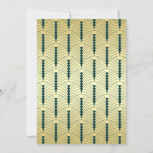 Art Deco Save the Date Hochzeit Elegantes Gold Grü Einladung (Rückseite)