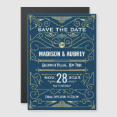Art Deco Save the Date Hochzeit Magneteinladung (Vorne/Hinten)