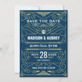 Art Deco Save the Date Hochzeit Magneteinladung (Vorderseite)